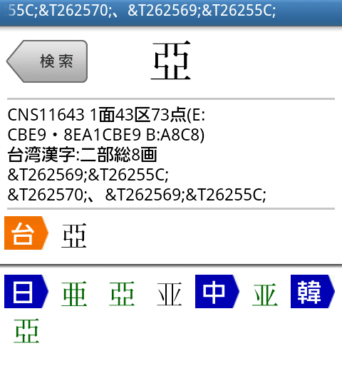 文字情報が&T形式で表示された例