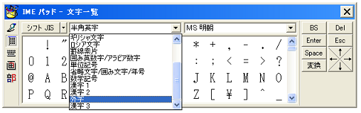 外字の選択