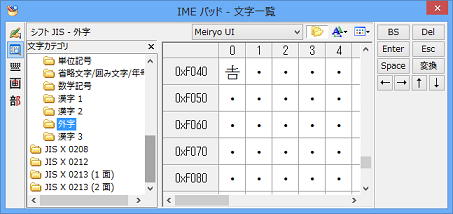 外字の選択